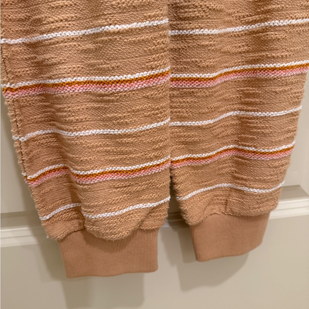 L*Space Beige and White Striped cinched waist Jumpsuit SMALL with pockets - Picture 7 of 8